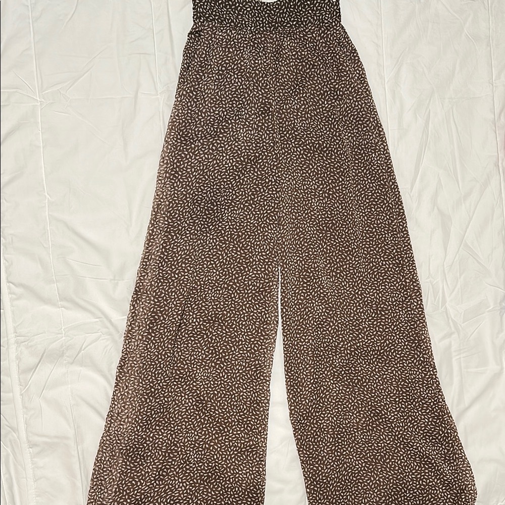 H&M Brown Patterned Wide-Leg Pants